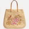 Harper Embroidered Peacock Tote -Clothing Store flattote 01