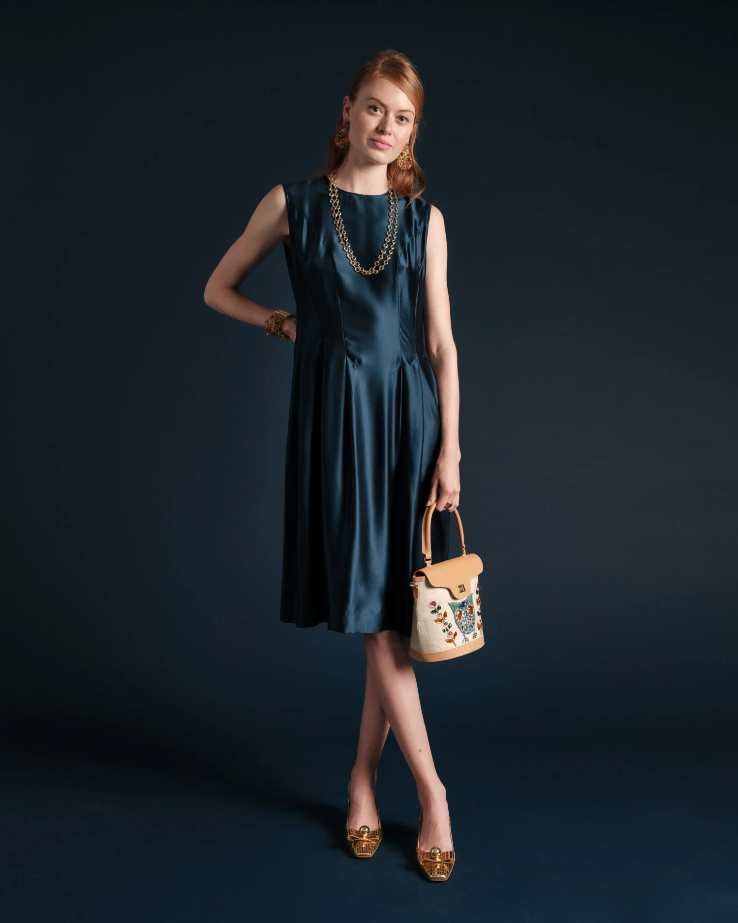 Florencia Dress Silk Navy 4 Florencia Dress Silk Navy - Image 2