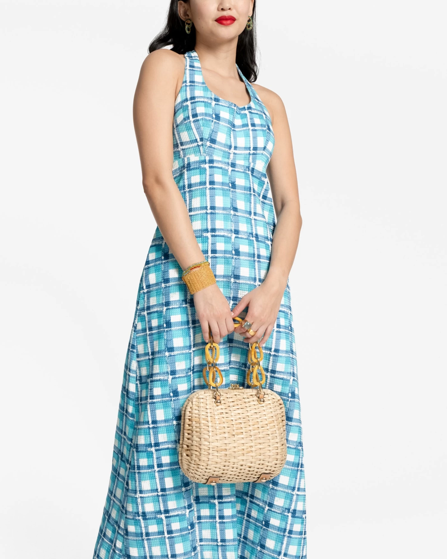 Malia Halter Dress Waffleweave Azure Block 4 Malia Halter Dress Waffleweave Azure Block - Image 2