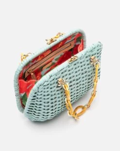 Hen Peony Wicker Basket Light Blue -Clothing Store hen ltblue interior