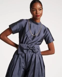 Jody Jumpsuit Feather Fringe Navy Pink -Clothing Store jumpsuit navy 04