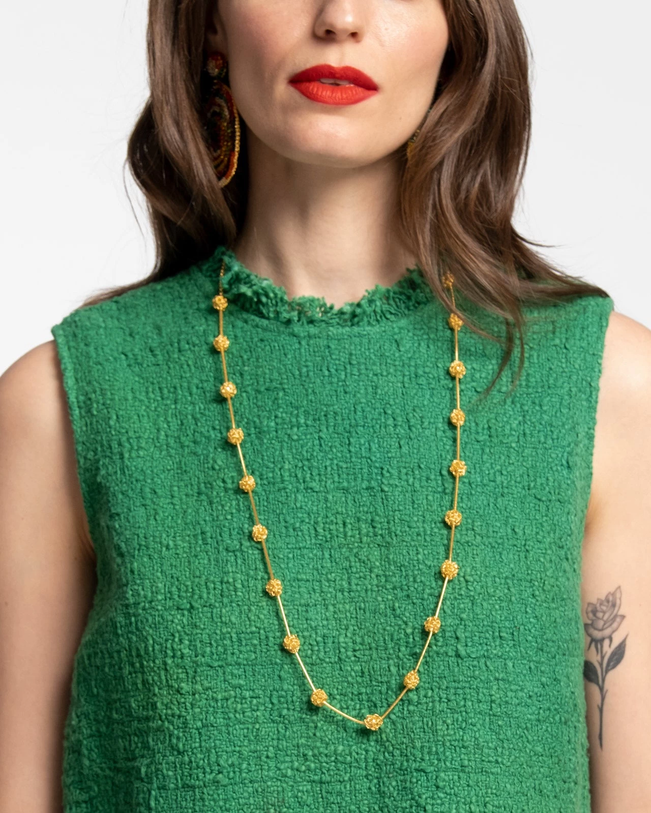 Crochet Dome Necklace Gold 3 Crochet Dome Necklace Gold