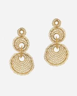 Tiered Crochet Mesh Filigree Earring Gold -Clothing Store lavish tiered earrings