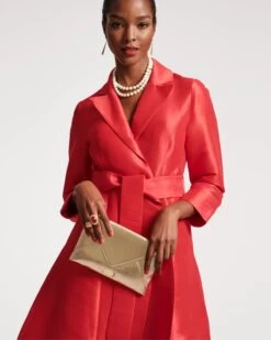 Lucille Wrap Dress Dupioni Red -Clothing Store lucille red 02