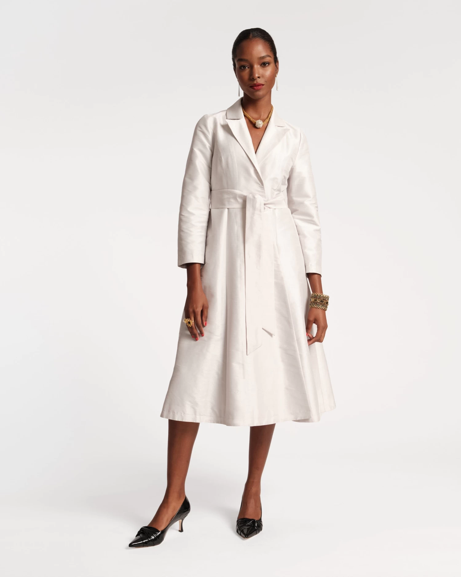 Lucille Wrap Dress Dupioni Silver 3 Lucille Wrap Dress Dupioni Silver