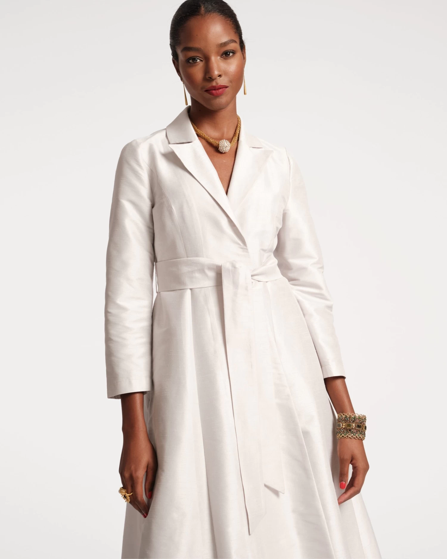 Lucille Wrap Dress Dupioni Silver 4 Lucille Wrap Dress Dupioni Silver - Image 2