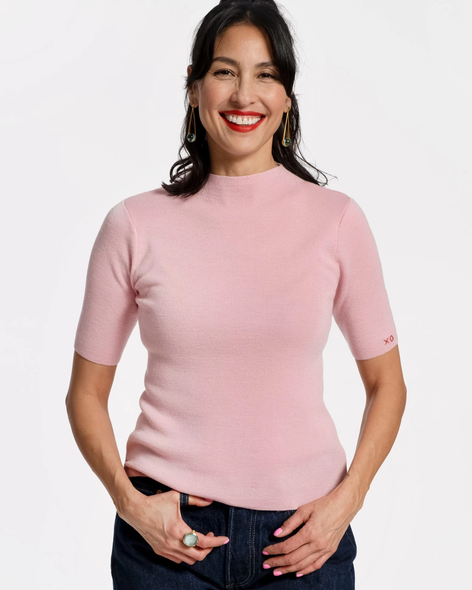 Marie Merino Mock Neck Pink 3 Marie Merino Mock Neck Pink