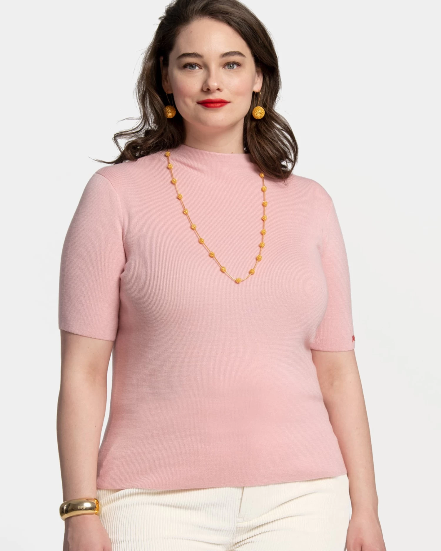 Marie Merino Mock Neck Pink 5 Marie Merino Mock Neck Pink - Image 3