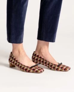 Mary Mini Block Heel Basketweave Plaid