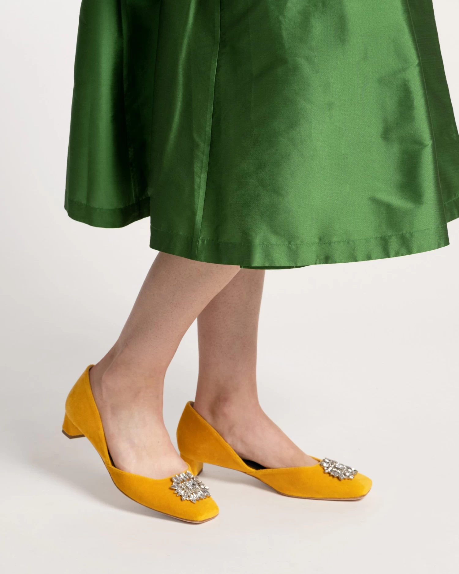 McCall Mini Block Heel Velvet Mustard 4 McCall Mini Block Heel Velvet Mustard - Image 2