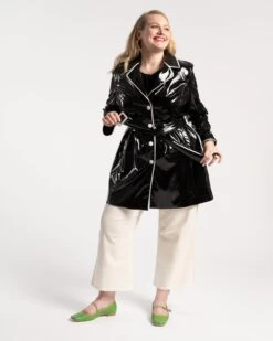 Morton Rain Coat Vegan Leather Black Oyster