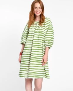 Bliss Mini Painterly Stripe Basil White