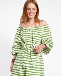 Bliss Mini Painterly Stripe Basil White -Clothing Store painterly stripe mini 02 fd892cce d635 48e0 ae7e 30ec637a66ee