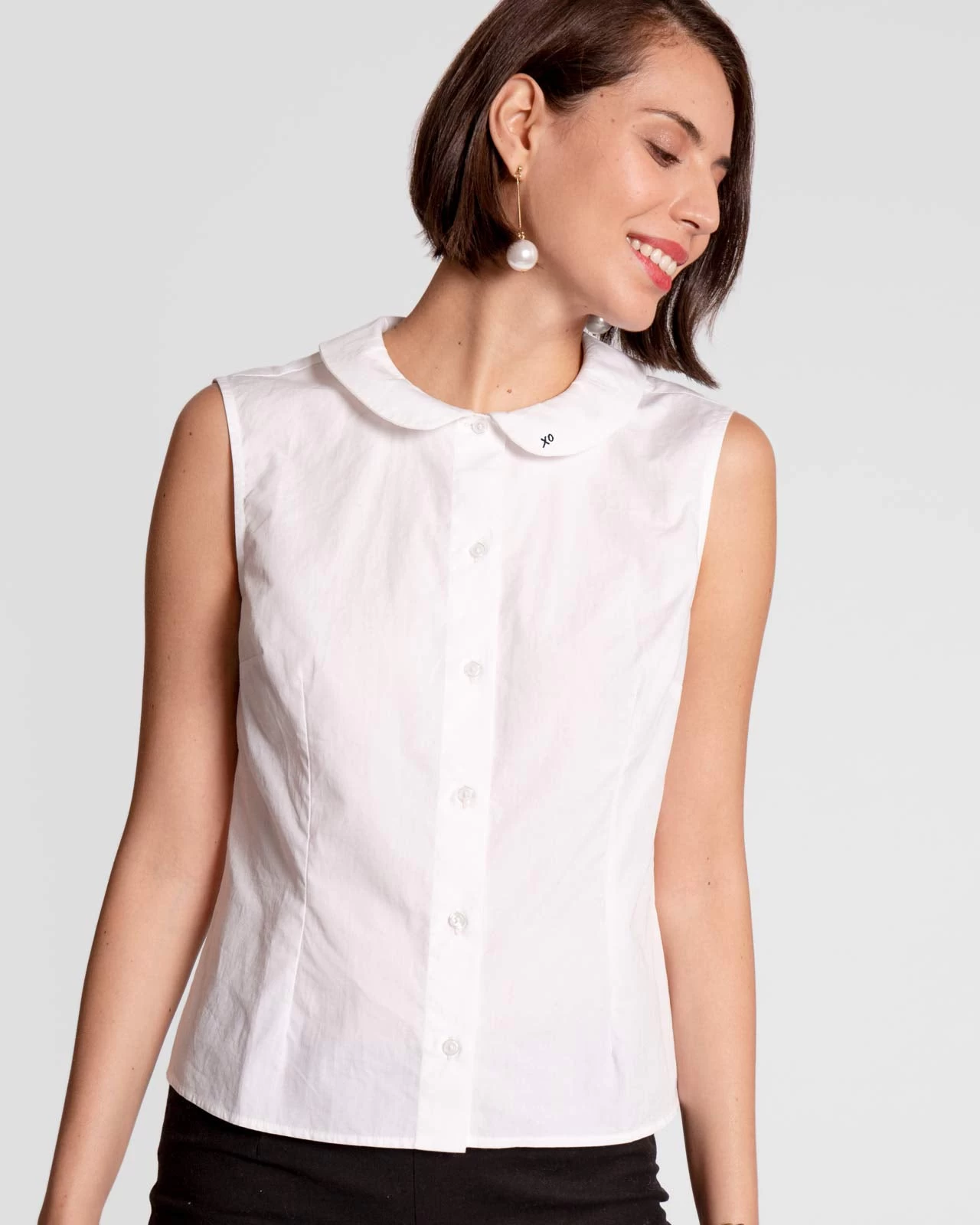 Louise Collar Cotton Shell White 3 Louise Collar Cotton Shell White