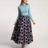 Ball Skirt Scoop Flocked Velvet Navy Multi 2 Ball Skirt Scoop Flocked Velvet Navy Multi -Clothing Store polkadotskirt 01tif