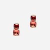 Dual Gem Drop Earrings Red -Clothing Store red gem earrings