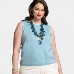 Darling Shell Milano Stitch Light Blue -Clothing Store shell lightblue plus