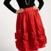Barbara Skirt Flowers Shantung Red -Clothing Store skirt flowers red 02