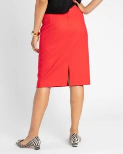 Wool Pencil Skirt Red -Clothing Store skirt wool red 03