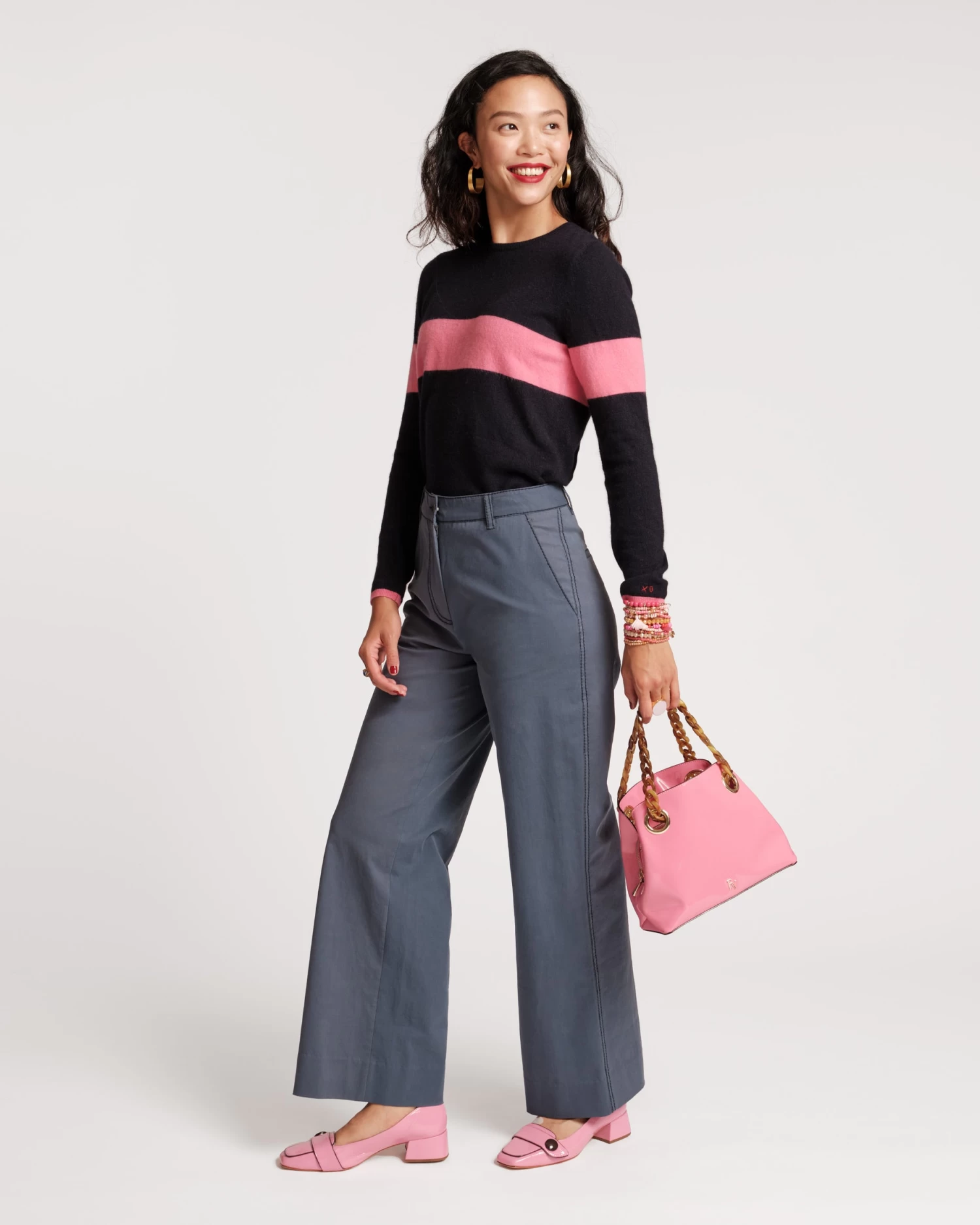 Spencer Crewneck Sweater Navy Pink 4 Spencer Crewneck Sweater Navy Pink - Image 2