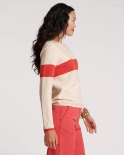 Spencer Crewneck Sweater Oatmeal Orange -Clothing Store spencer stripe orang 03
