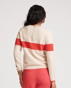 Spencer Crewneck Sweater Oatmeal Orange -Clothing Store spencer stripe orang 04