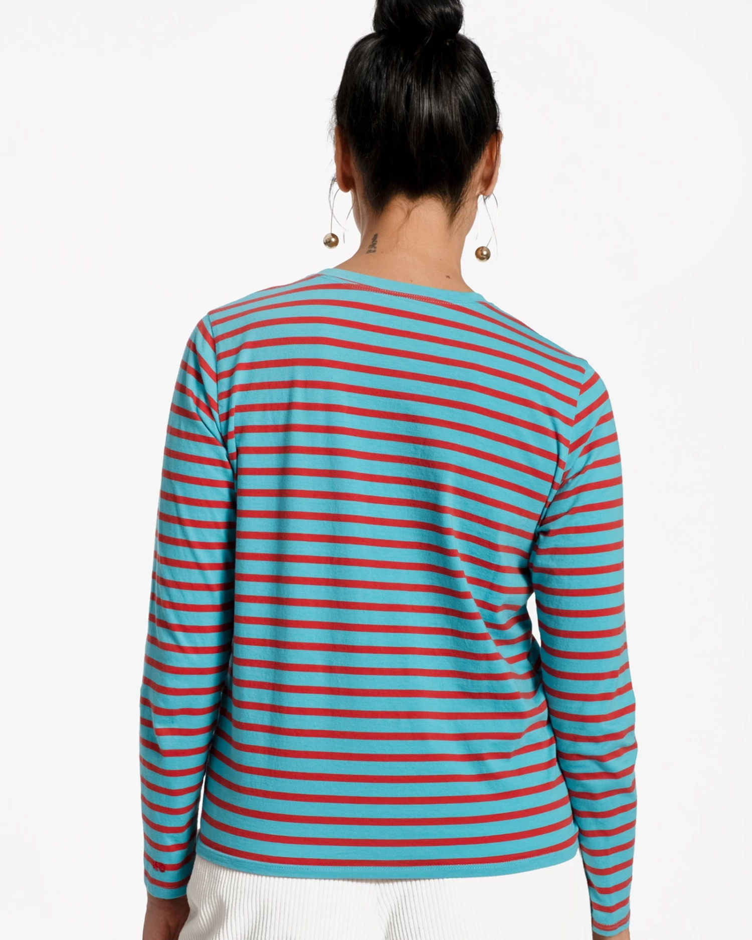 Long Sleeve Striped Shirt Turquoise Red 5 Long Sleeve Striped Shirt Turquoise Red - Image 3