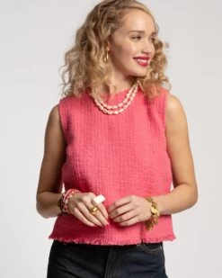 Twiggy Fringe Top Pink