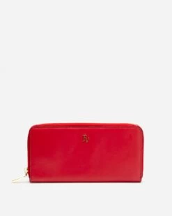 Zip Around Continental Wallet Soft Nappa Red Oyster