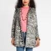 Sedgwick Faux Fur Car Coat Zebra Black 2 Sedgwick Faux Fur Car Coat Zebra Black -Clothing Store zebra coat 01